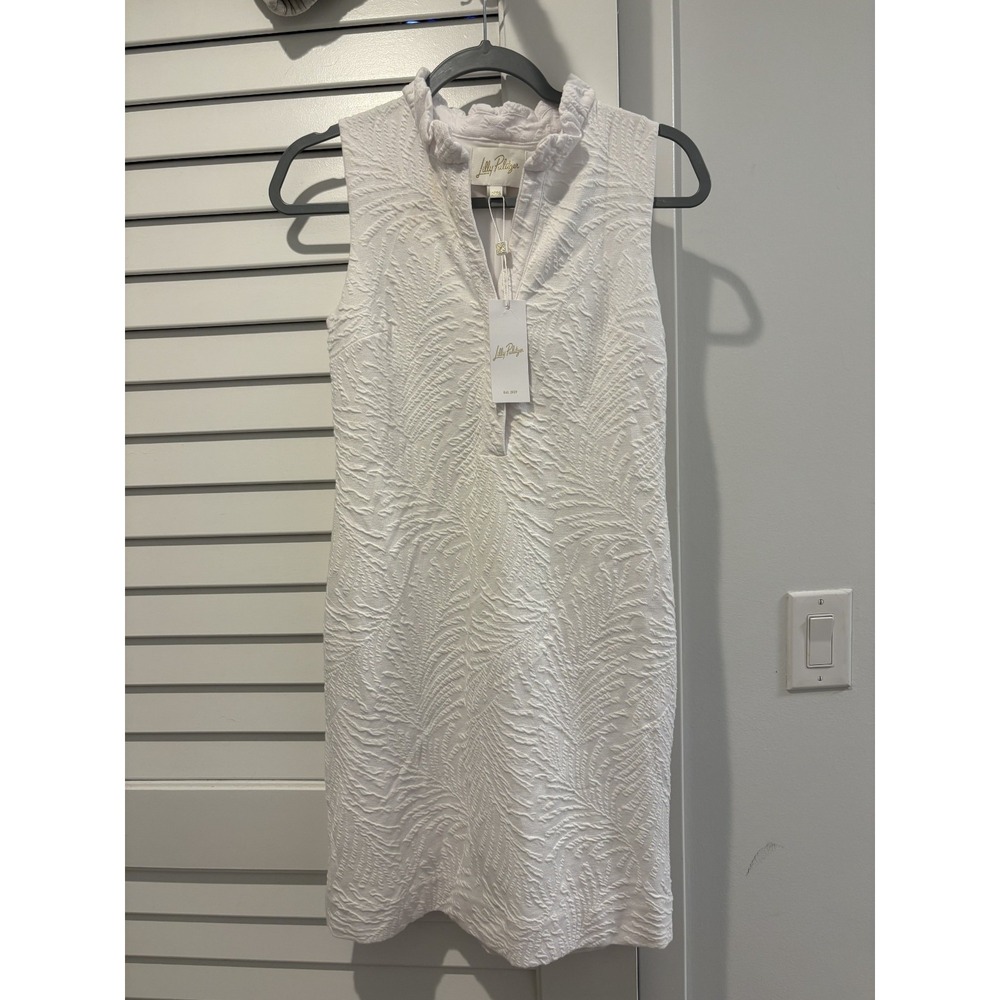 NWT $178 Lilly Pulitzer Elsey Dress XXS in Leafy Knit Pucker Jacquard White